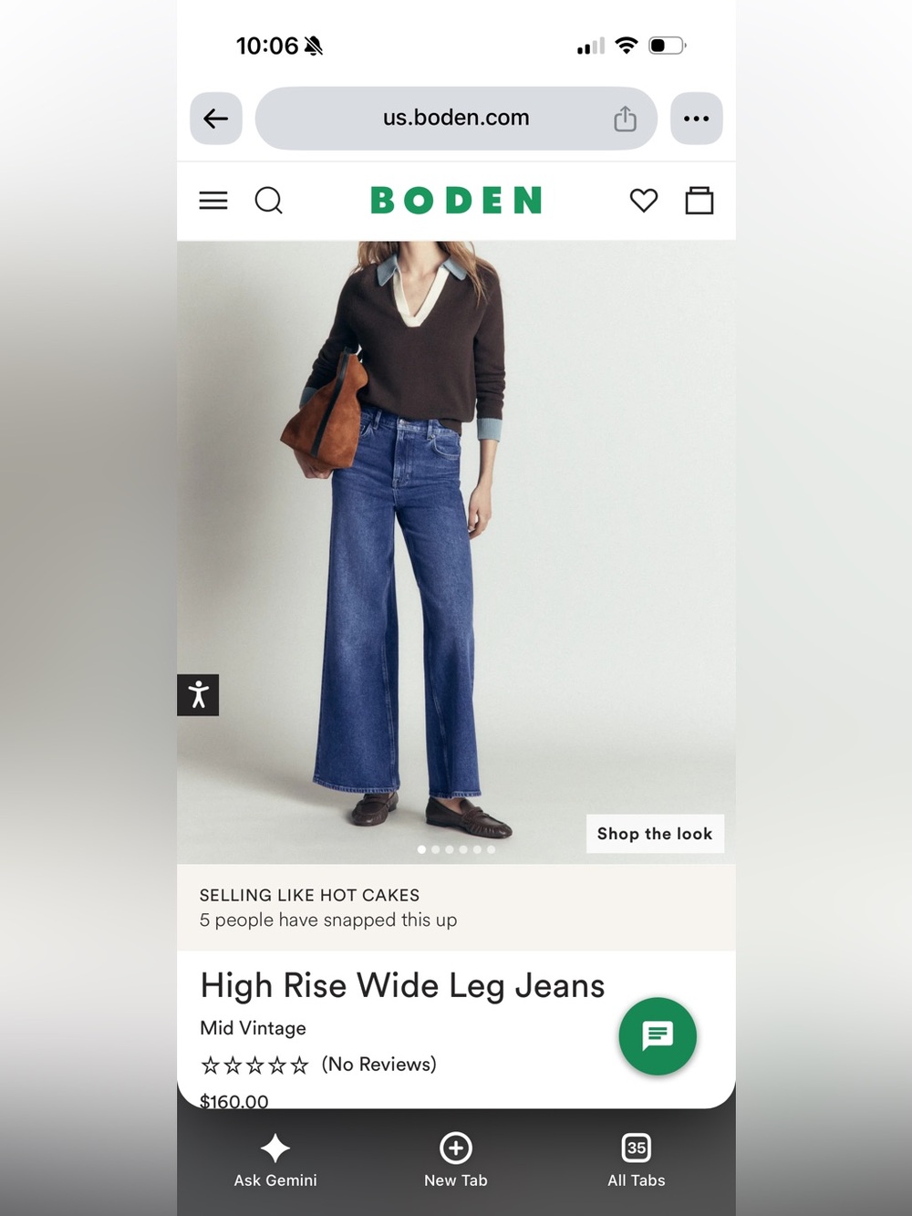 Boden high rise wide leg jeans